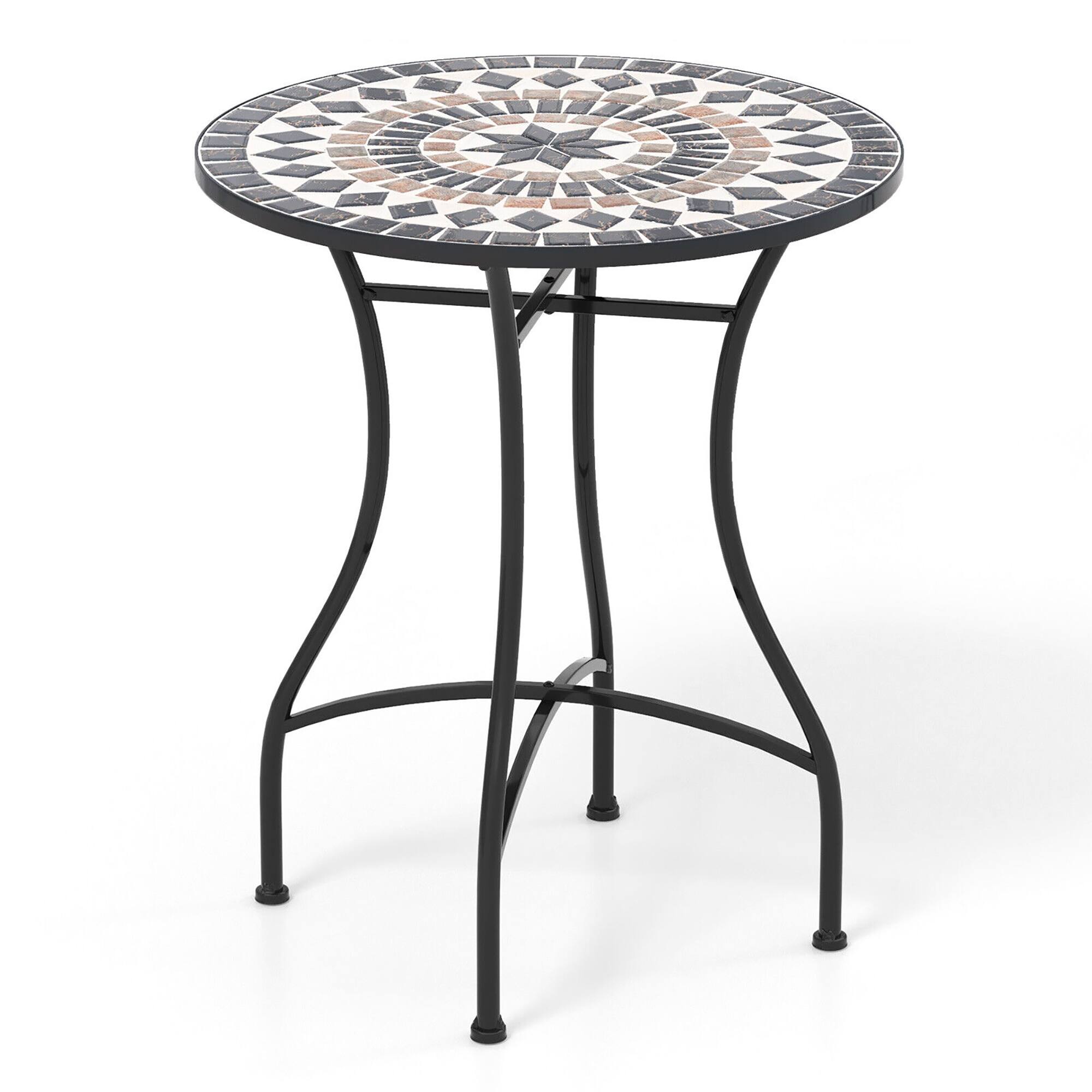 Front. Gymax - Gymax 24'' Bistro Table w/ Ceramic Tile Tabletop Heavy-Duty Metal Structure Patio - As Picture Shows.