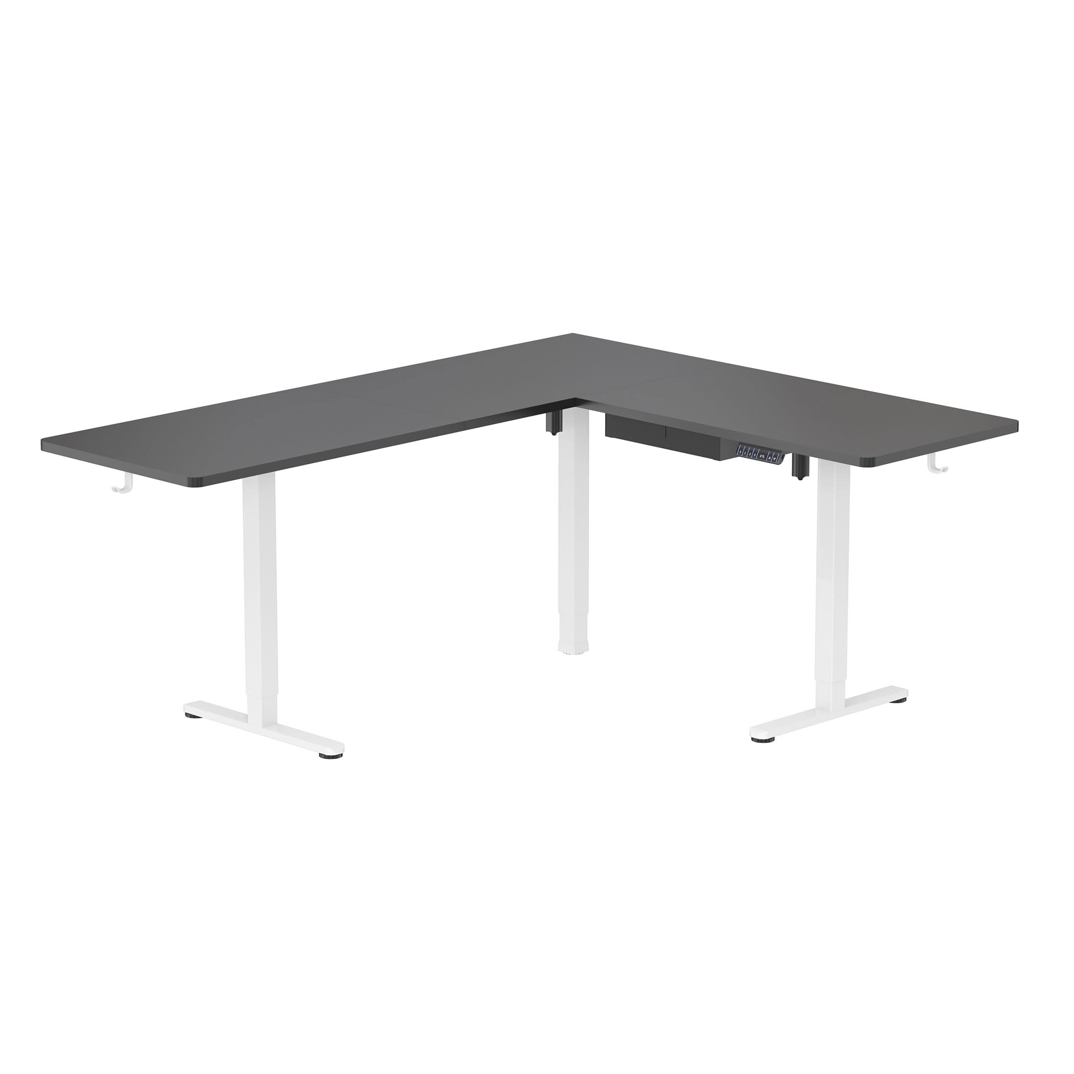 Alt View 5. Mount-It! - XL Electric Height Adjustable Corner Standing Desk with Dual Motor and Memory Presets, White Frame and Black Tabletop - Black.