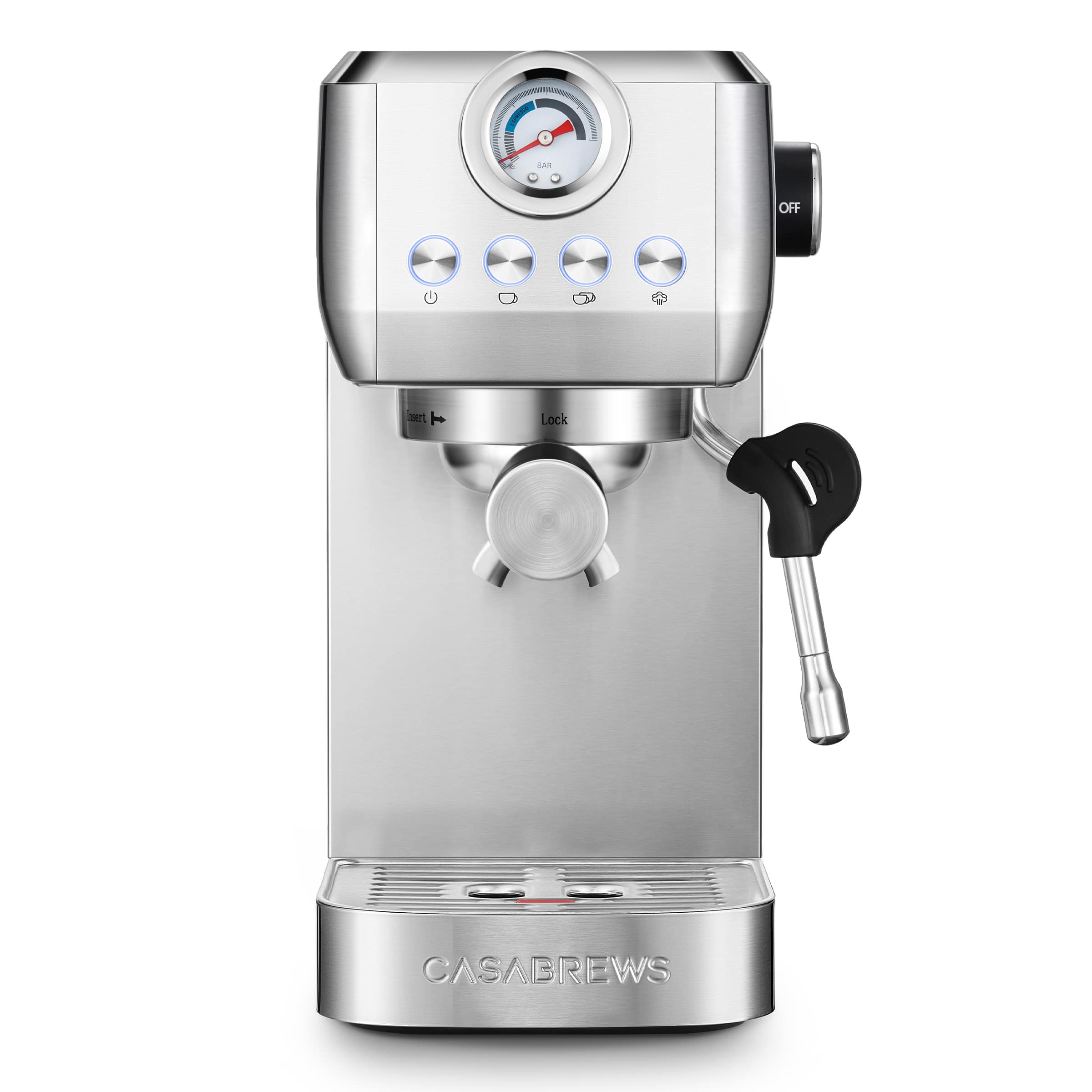 Casabrews - 3700Gense 20-Bar Espresso Machine and Coffee Maker - Silver