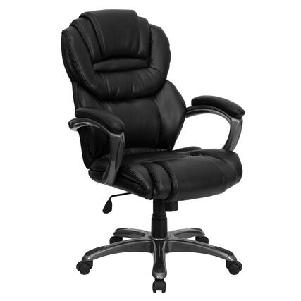 Front. Emma + Oliver - High Back Executive Swivel Ergonomic Office Chair with Accent Layered Seat/Back - Black.