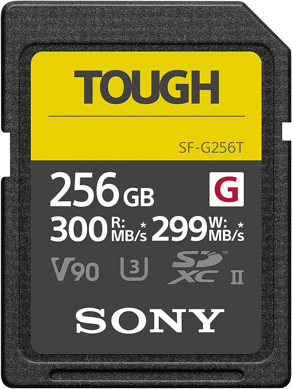 TOUGH SF-G256T 256 GB  
R: 300 MB/s  
W: 299 MB/s  
V90 XC II  
SONY