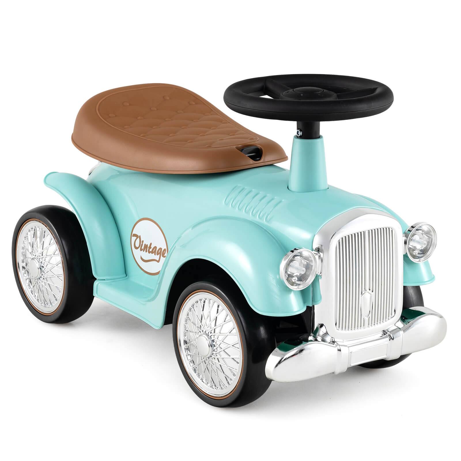 Alt View 9. Costway - Costway Retro Kids Ride-on Toy Kids Sit to Stand Vehicle with Working Steering Wheel - Green.
