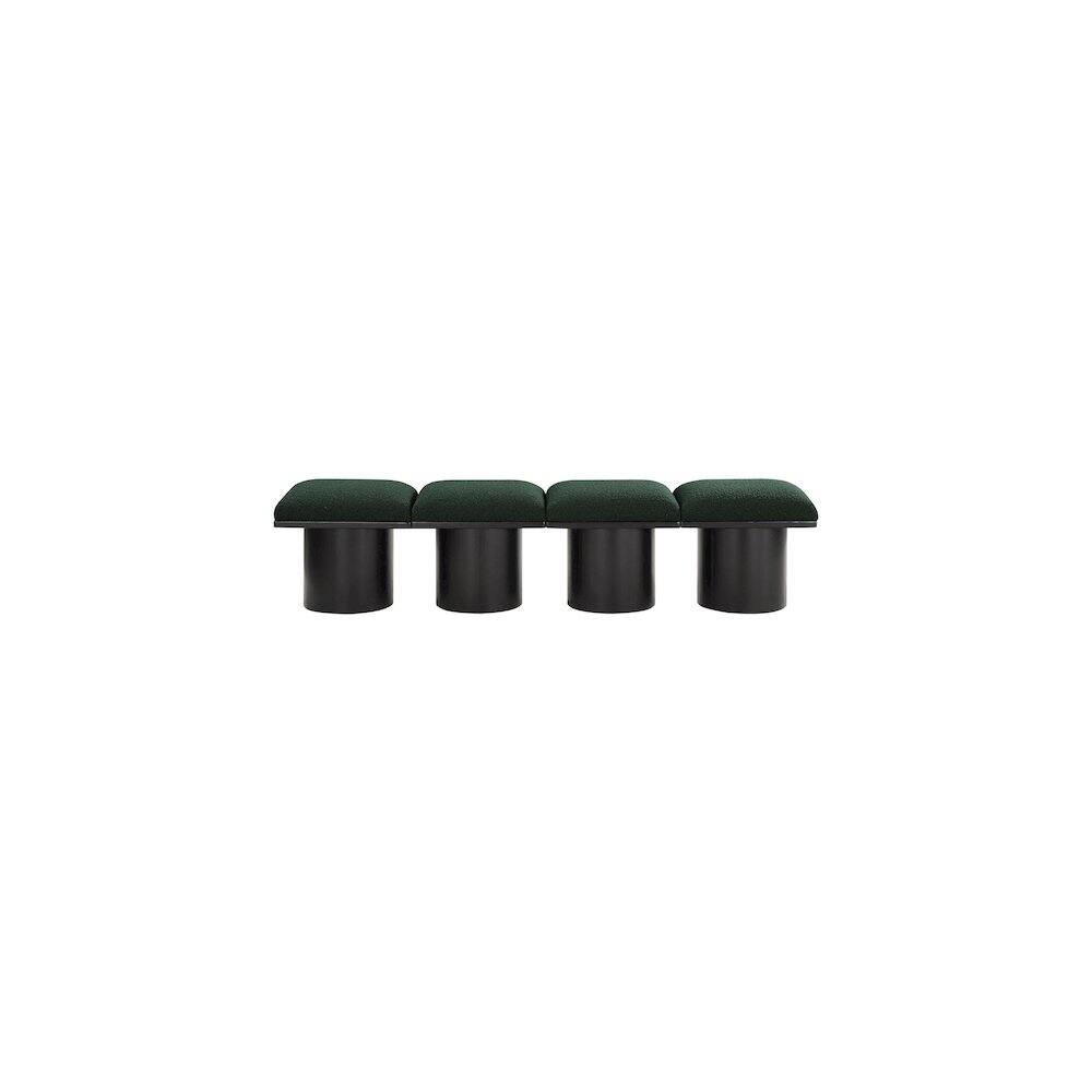 Angle. Meridian Furniture - Pavilion Green Boucle Fabric Bench - Green Boucle Fabric.
