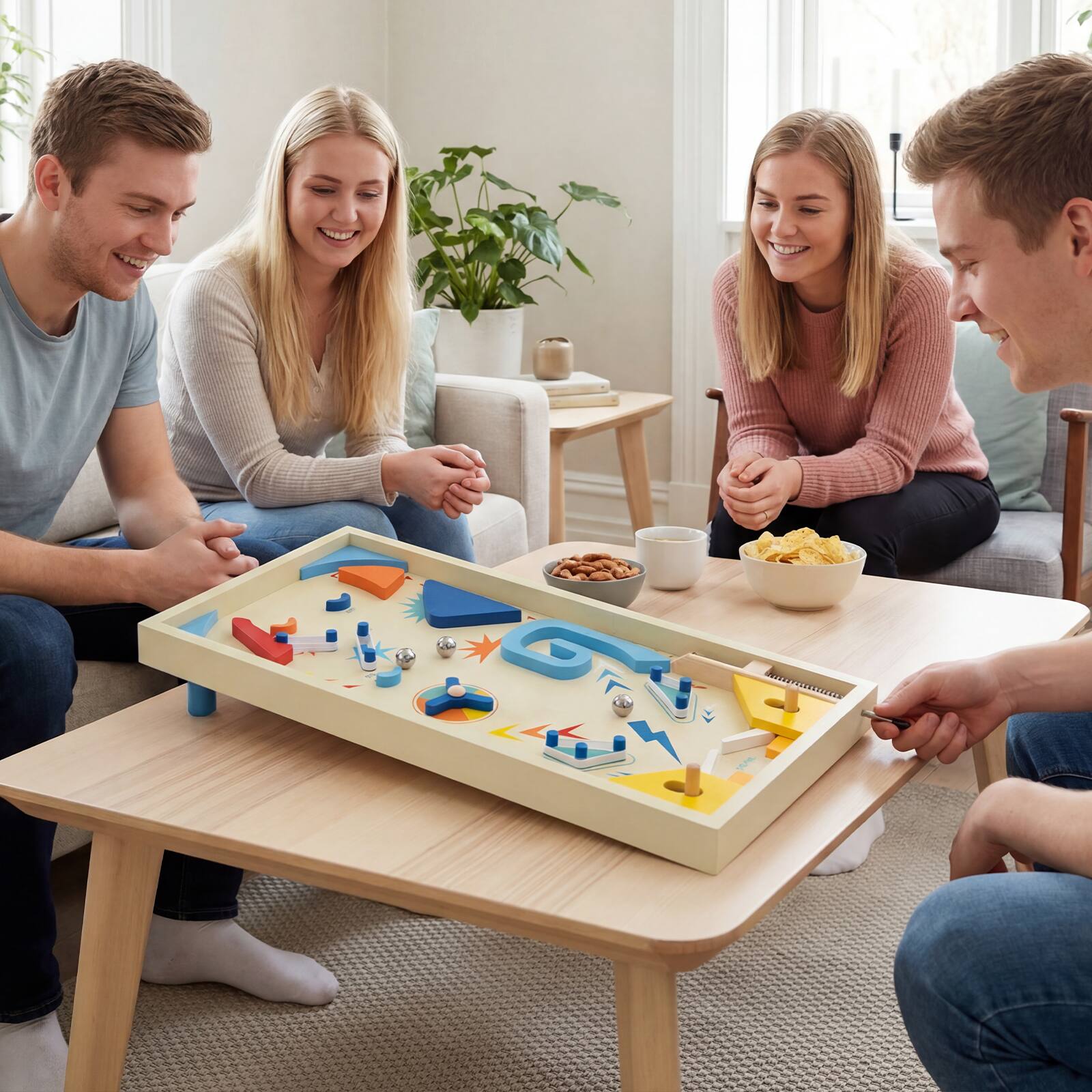Alt View 1. Costway - Costway Wooden Pinball Machine with 3 Balls, for Kids 8+ & Adults, Marble Pinball Toy - Colorful.
