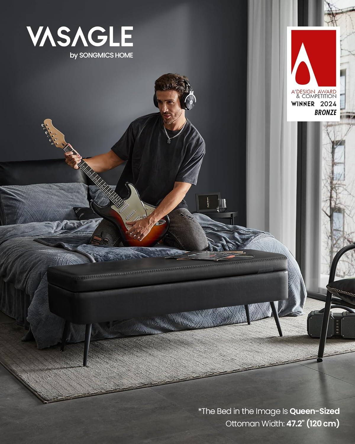 VASAGLE by SONGMICS HOME

A'DESIGN AWARD & COMPETITION WINNER 2024 BRONZE

*The Bed in the Image Is Queen-Sized Ottoman Width: 47.2" (120cm)