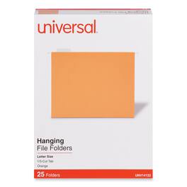 Universal - Deluxe Bright Color Hanging File Folders Letter Size 1/5 Cut Tabs Orange 25 per Box
