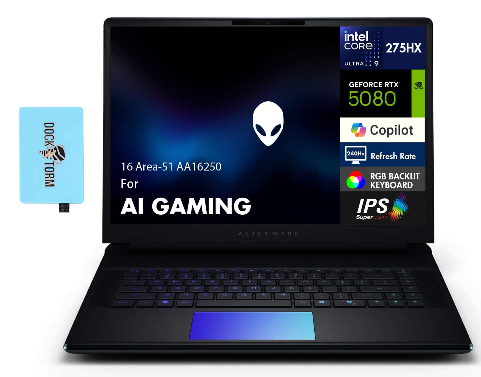 Alienware - 16 Area-51 AA16250 Laptop 16.0 WQXGA (Intel Ultra 9- 275HX, 32GB DDR5, Win 11 Pro) w/USB Hub - Liquid Teal