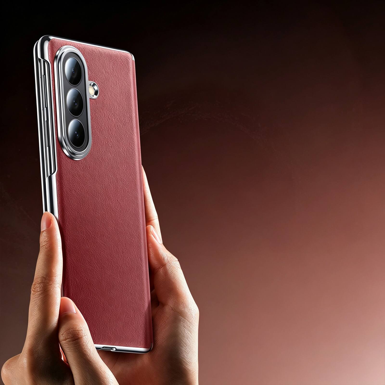 Alt View 5. Dteck - Shockproof Leather Texture Case for Samsung Galaxy Z Fold8 Ultra, Rigid Plastic Bumper Phone Cover with Hinge Protection - Black.