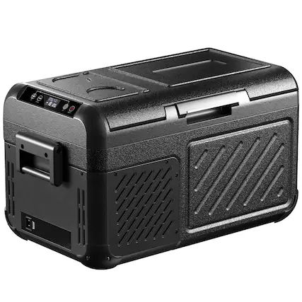 Front. SIMZLIFE - 12 Volt Refrigerator, 19QT(18L) Portable Car Refrigerator, -4℉~68℉, 12/24V DC & 110-240V AC, Mini Fridge for RV Camping, - Black.