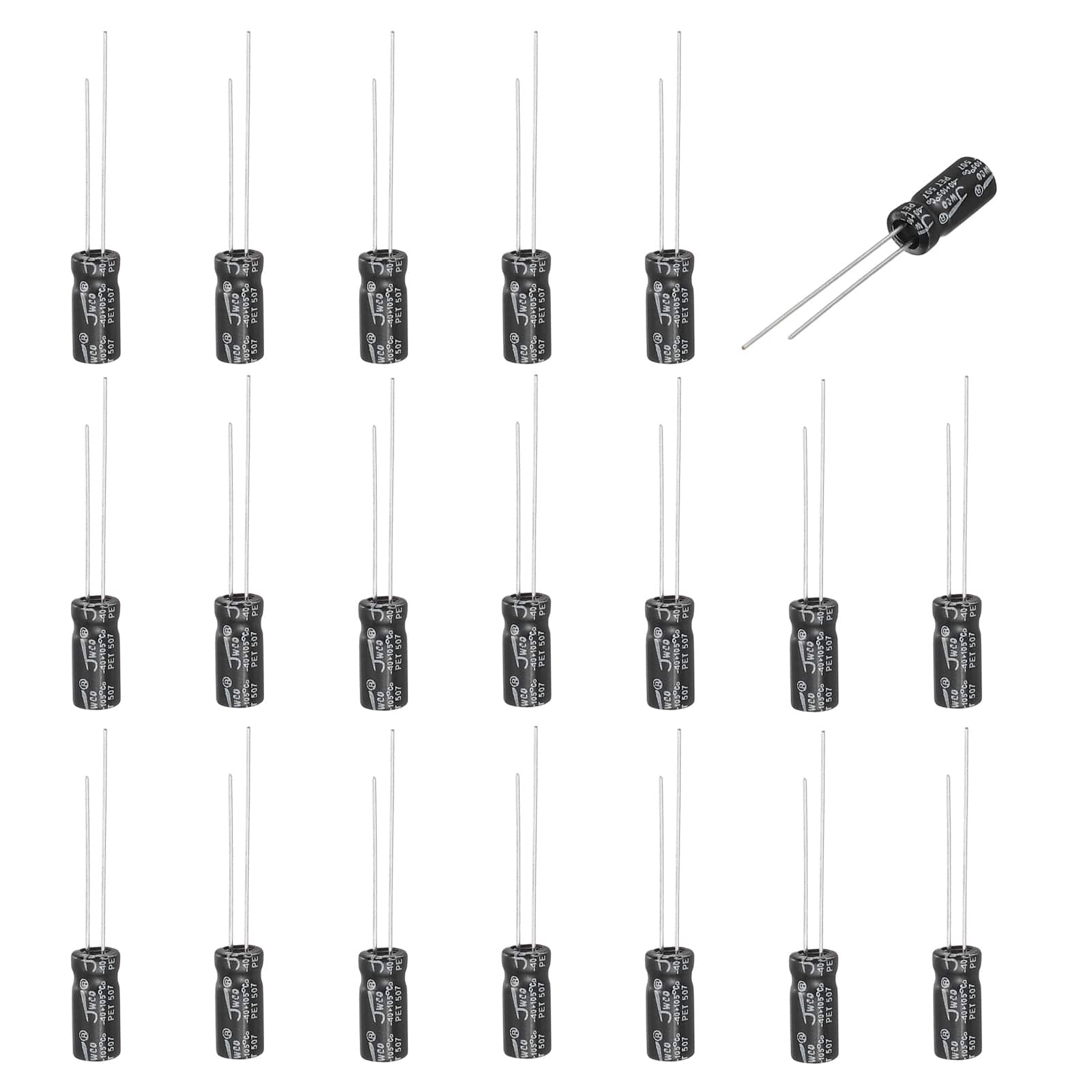 Unique Bargains - 4.7uF 50V Non-Polar Electrolytic Capacitor, 5x11mm, for Audio Tweeter/Speaker Crossover, 20pcs - Black