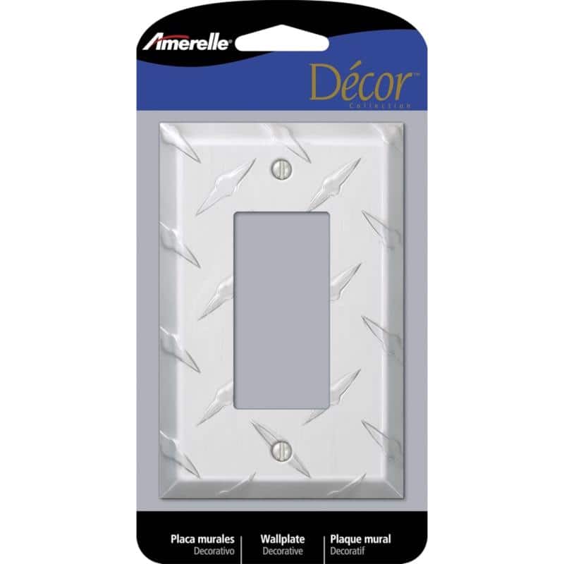AMERELLE - Diamond 1 gang Stamped Aluminum Decorator Wall Plate 1 pk - Silver