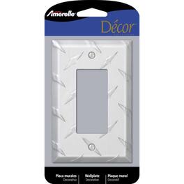 AMERELLE - Diamond 1 gang Stamped Aluminum Decorator Wall Plate 1 pk - Silver