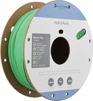 INSIGNIA Matte PLA Green
Diameter: 1.75mm ± 0.02mm
Printing Speed: Up to 300mm/s
Printing Temp: 190-230°C
Bed Temp: 25-60°C
Fan: On
Batch NO.: A7812121740
Compatible with Bambu Lab, Creality, Snapmaker, Elegoo, Anycubic, Prusa, Research, Flashforge, Sovol, Qidi Tech, and other 1.75mm FDM 3D Printers
1.75mm
1kg
~155g
DIAMETER
NET WT.
SPOOL WT.