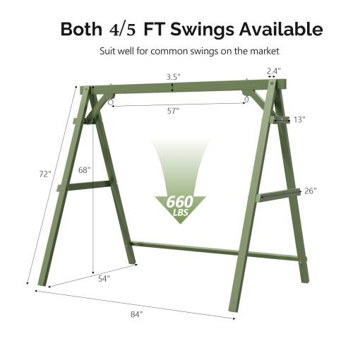 Both 4/5 FT Swings Available  
Suit well for common swings on the market  

3.5"  
2.4"  
57"  
13"  
72"  
68"  
660 LBS  
26"  
54"  
84"