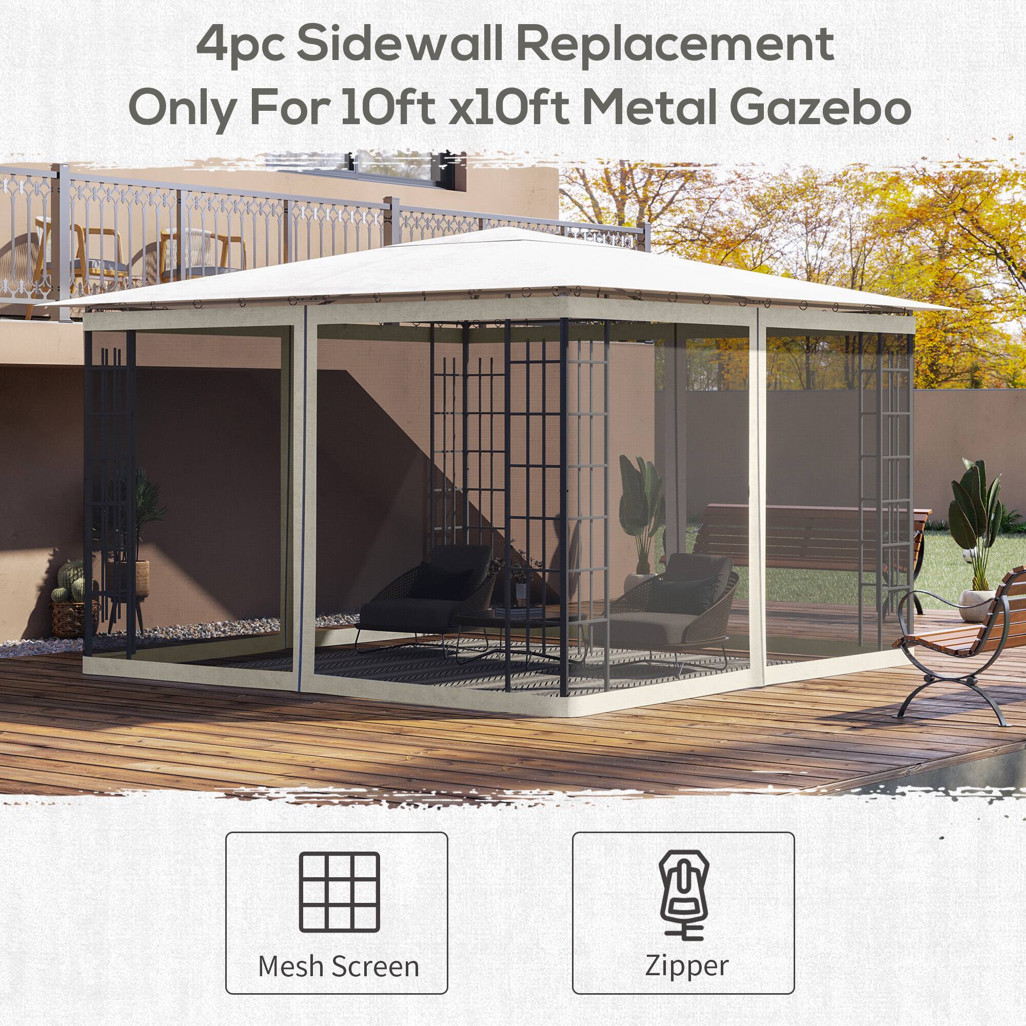 4pc Sidewall Replacement Only For 10ft x10ft Metal Gazebo

Mesh Screen
Zipper