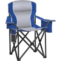 Bestier Folding Steel Camping Chair with Side Pocket and Cup Holder for Fishing,Camping - Blue - Front_Zoom