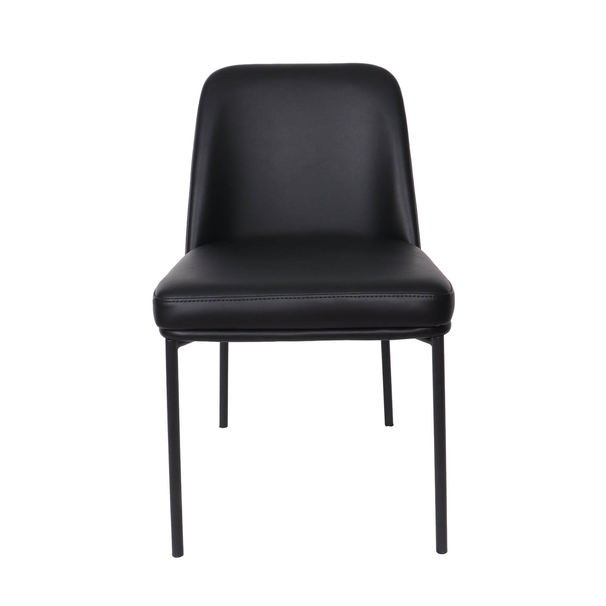 Alt View 2. Manhattan Comfort - Loft Contemporary Metal Vegan Leather Side Chair - Set of 2 - Black.