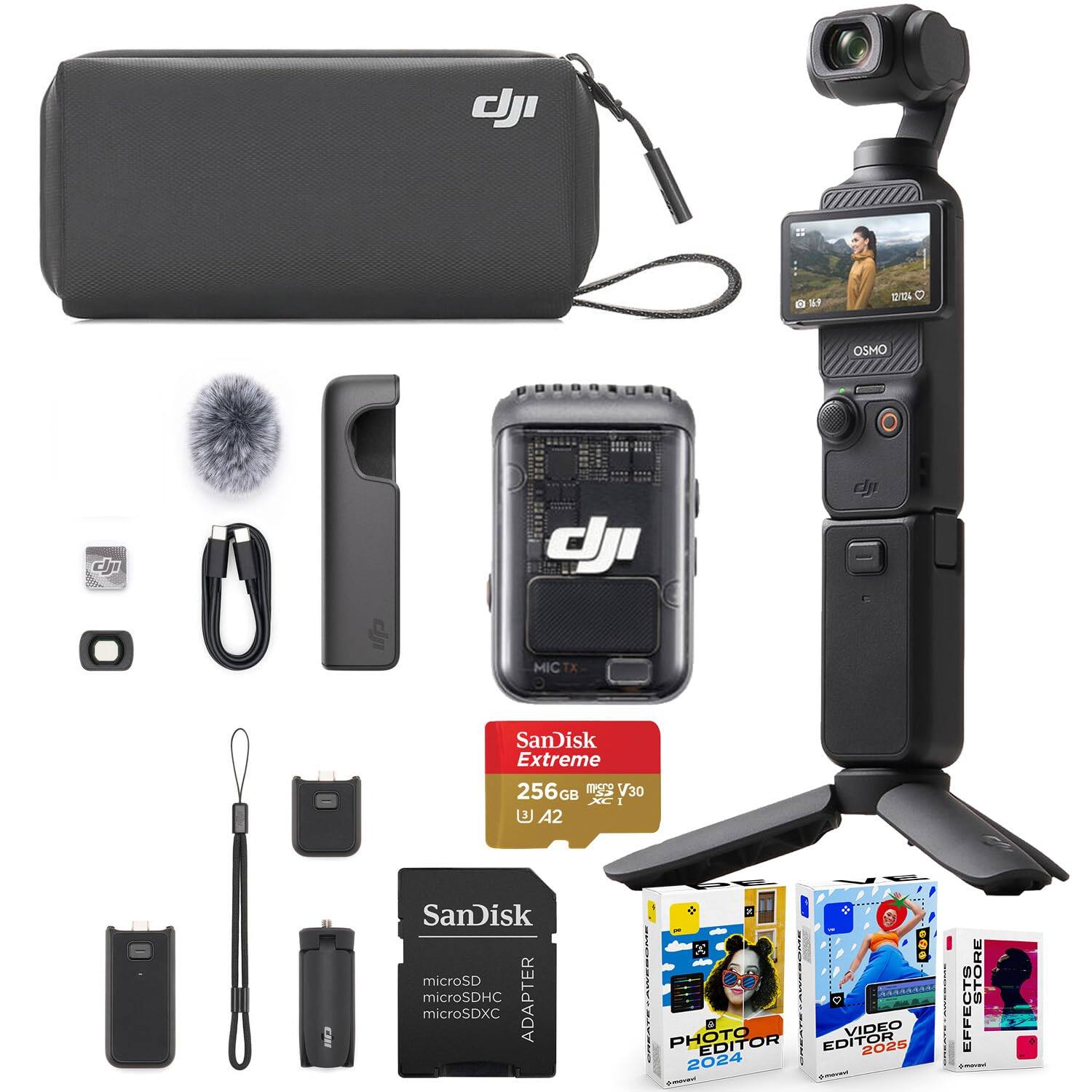 Bundle - DJI - Osmo Pocket 3 Creator Combo with Clip-On Transmitter/Recorder, Wide Angle Lens, Battery Handle, Mini Tripod - Black price history on PriceWatchPro