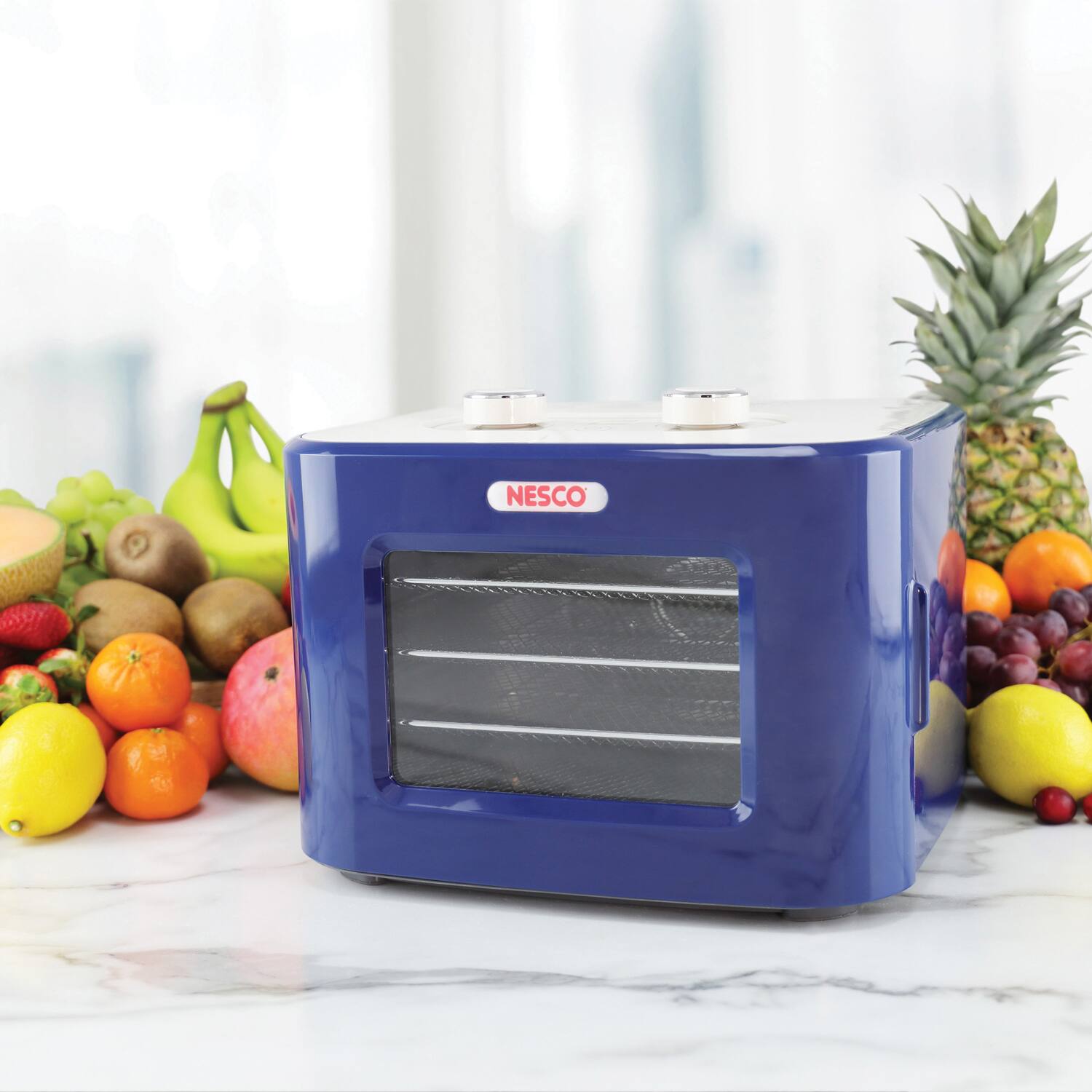 Left. Nesco - 400-Watt Snackmaster Jr. Dehydrator - Blue.