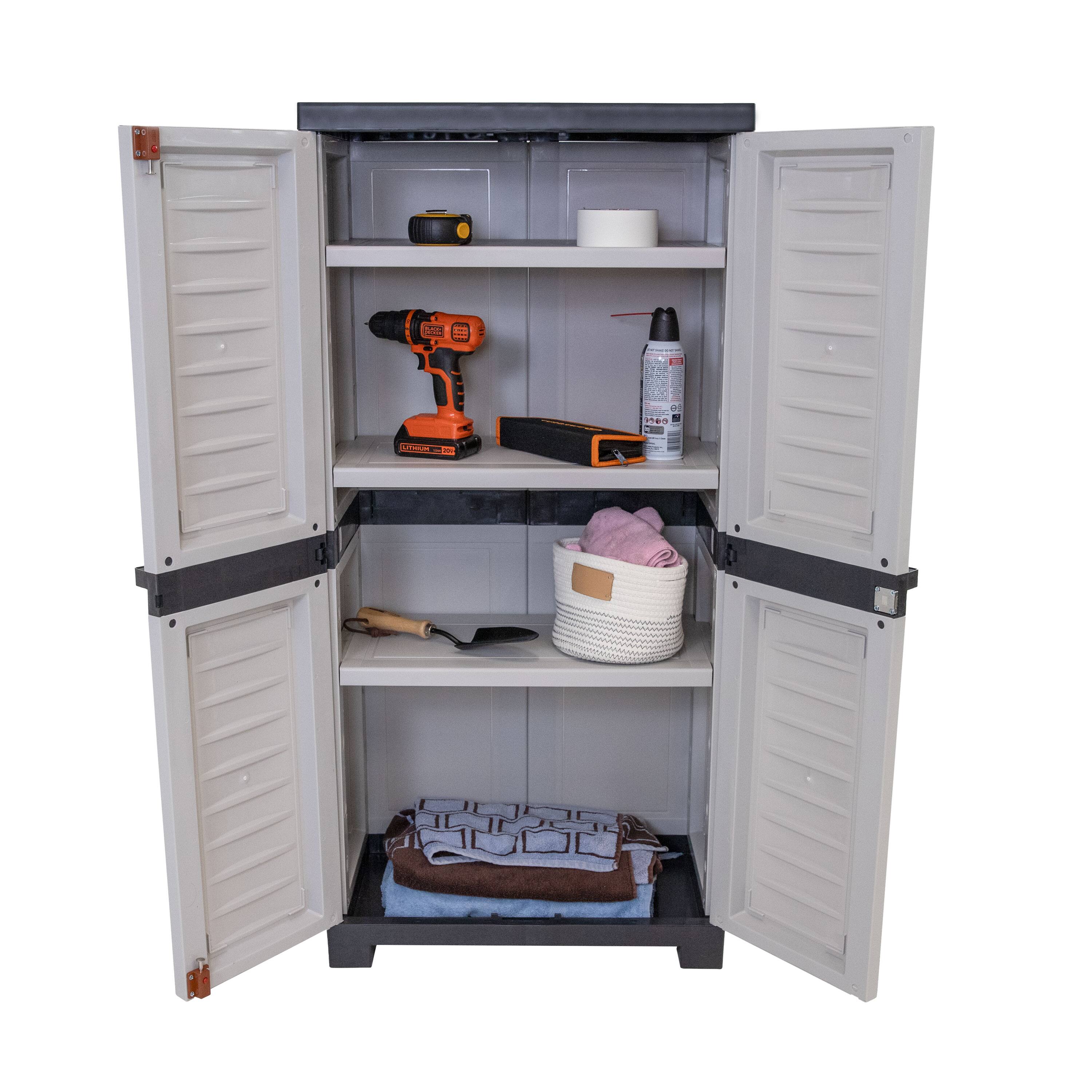 Alt View 5. Sunnydaze - Lockable Storage Cabinet with 3 Adjustable Shelves - Gray.
