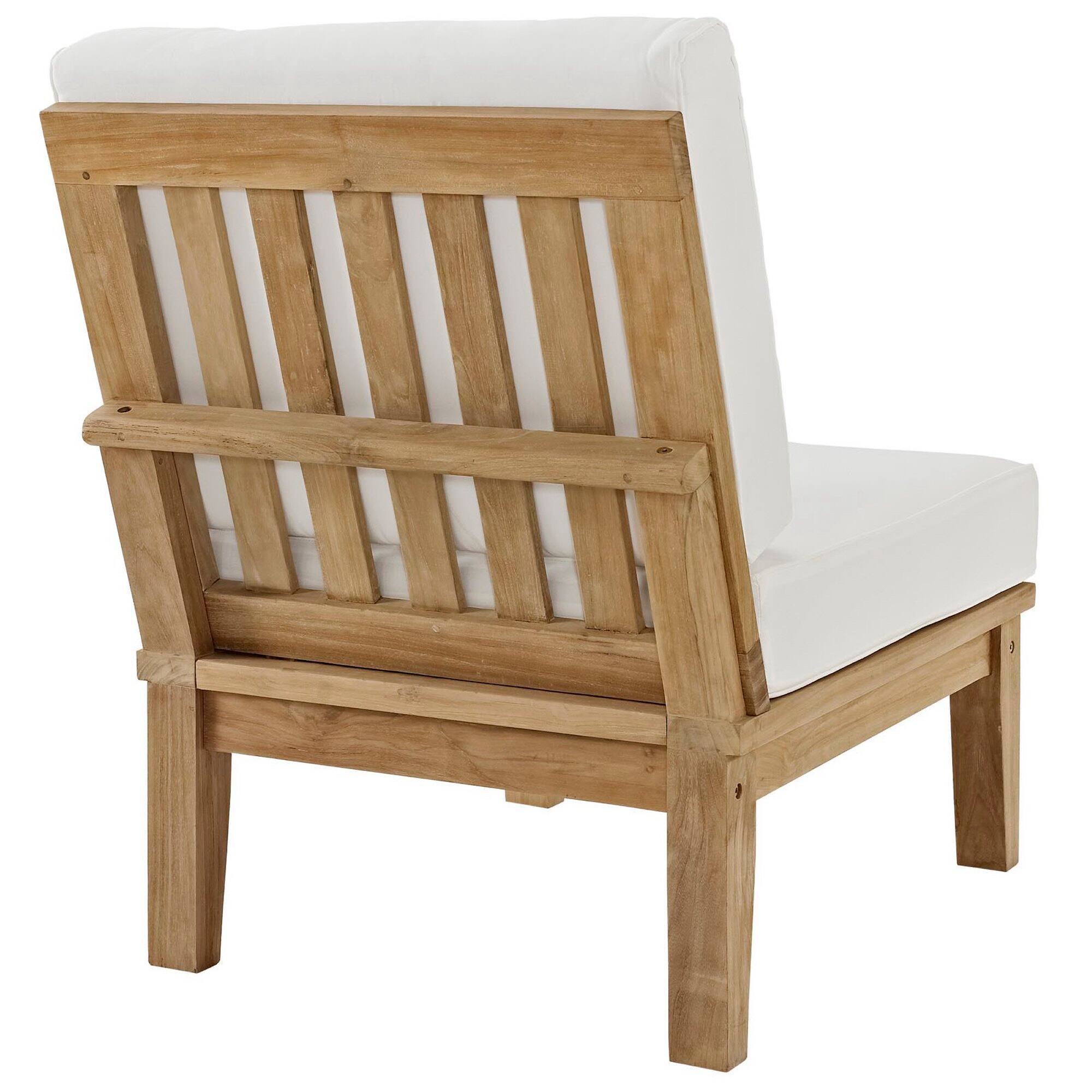 Back. Modway - Marina Armless Outdoor Patio Teak Sofa by Modway - Natural White.