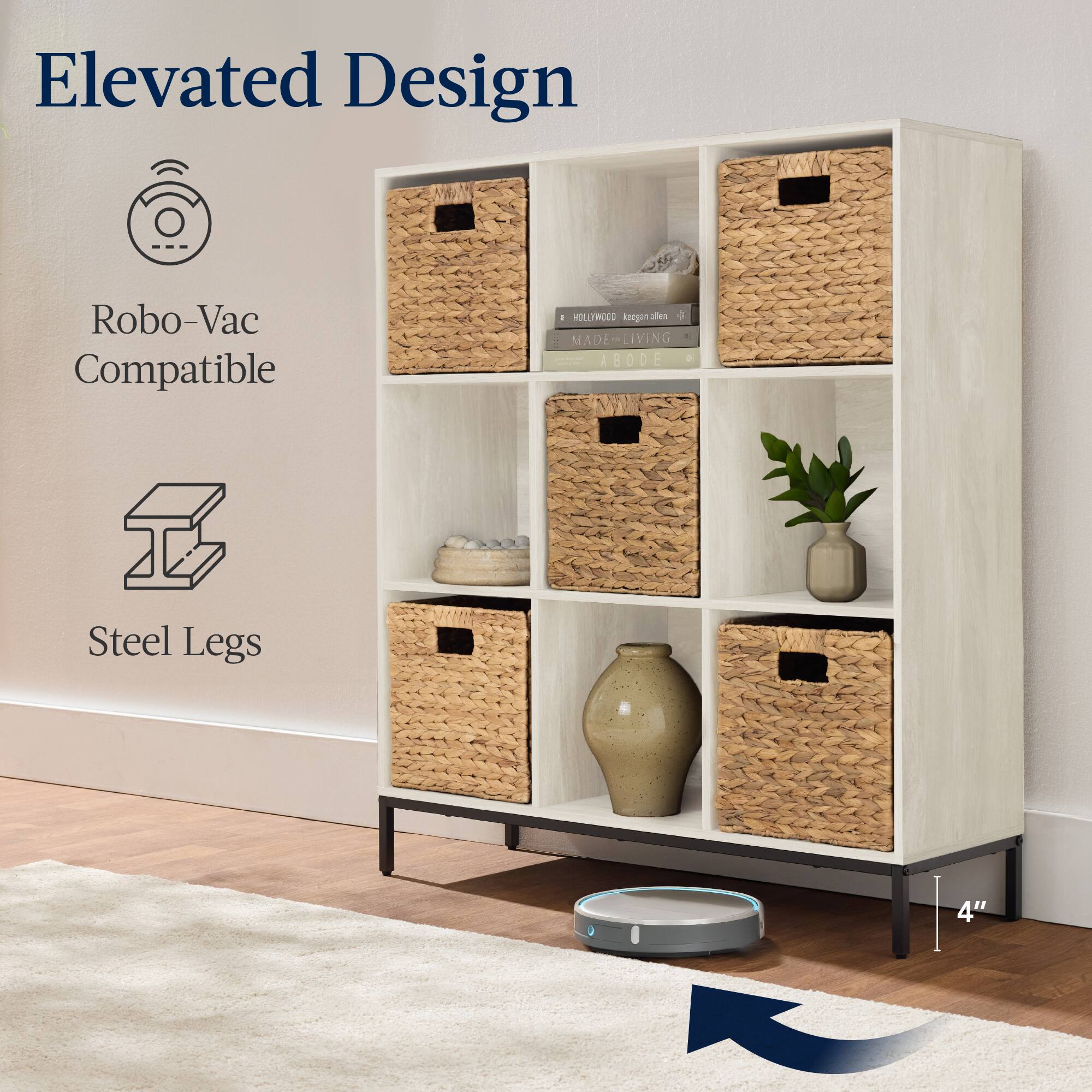Elevated Design, Robo-Vac Compatible, Hollywood Keegan Allen, Made-Living Abode, Steel Legs, 4"