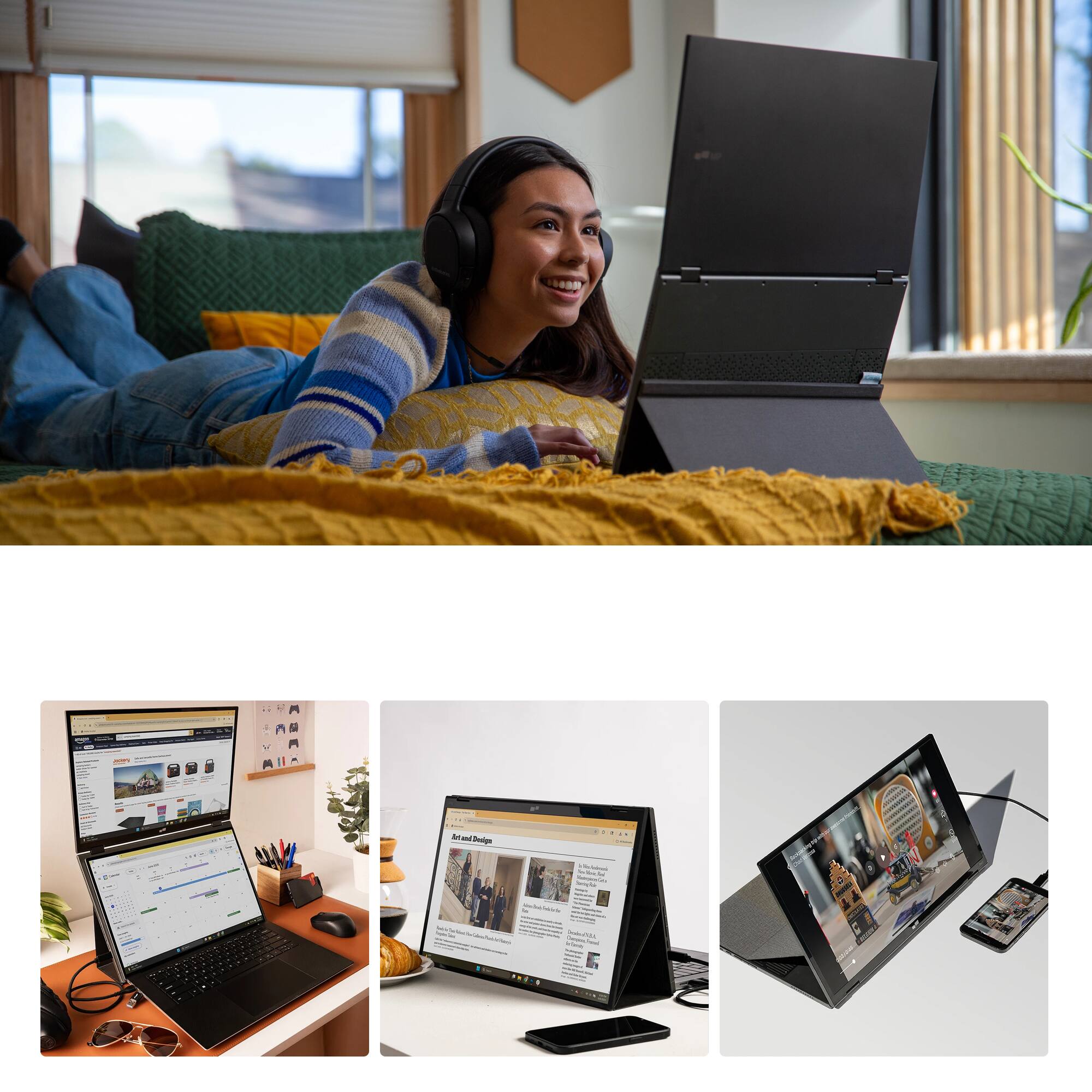 Alt View 5. Mobile Pixels - Mobile Pixels Duex Float 2 Pro 16" Portable Monitor (Mini HDMI, USB) - Black.