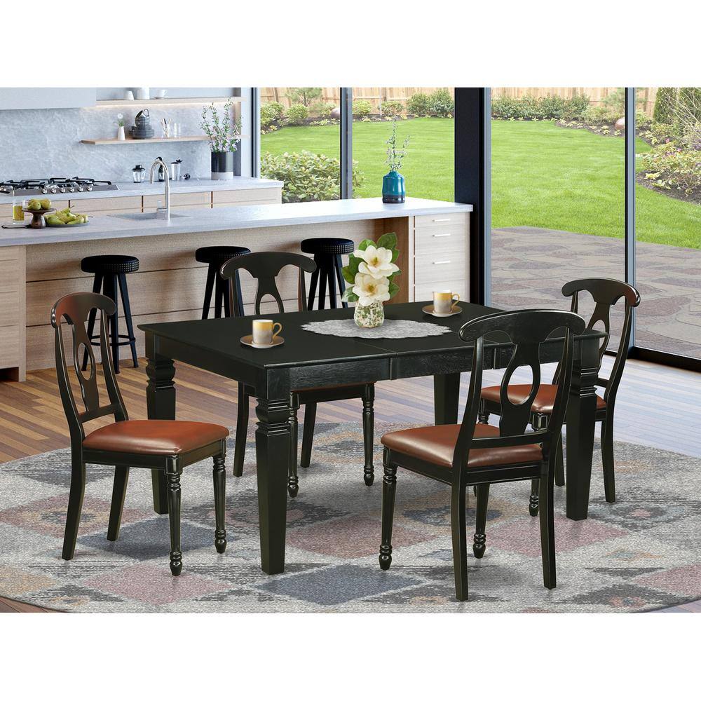 Back. East West Furniture - 5 Pc Dining room set for 4-Dinette Table and 4 Kitchen Chairs - Black.
