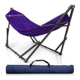 Tranquillo - Universal 106.5" Double Hammock with Adjustable Stand and Bag - Purple