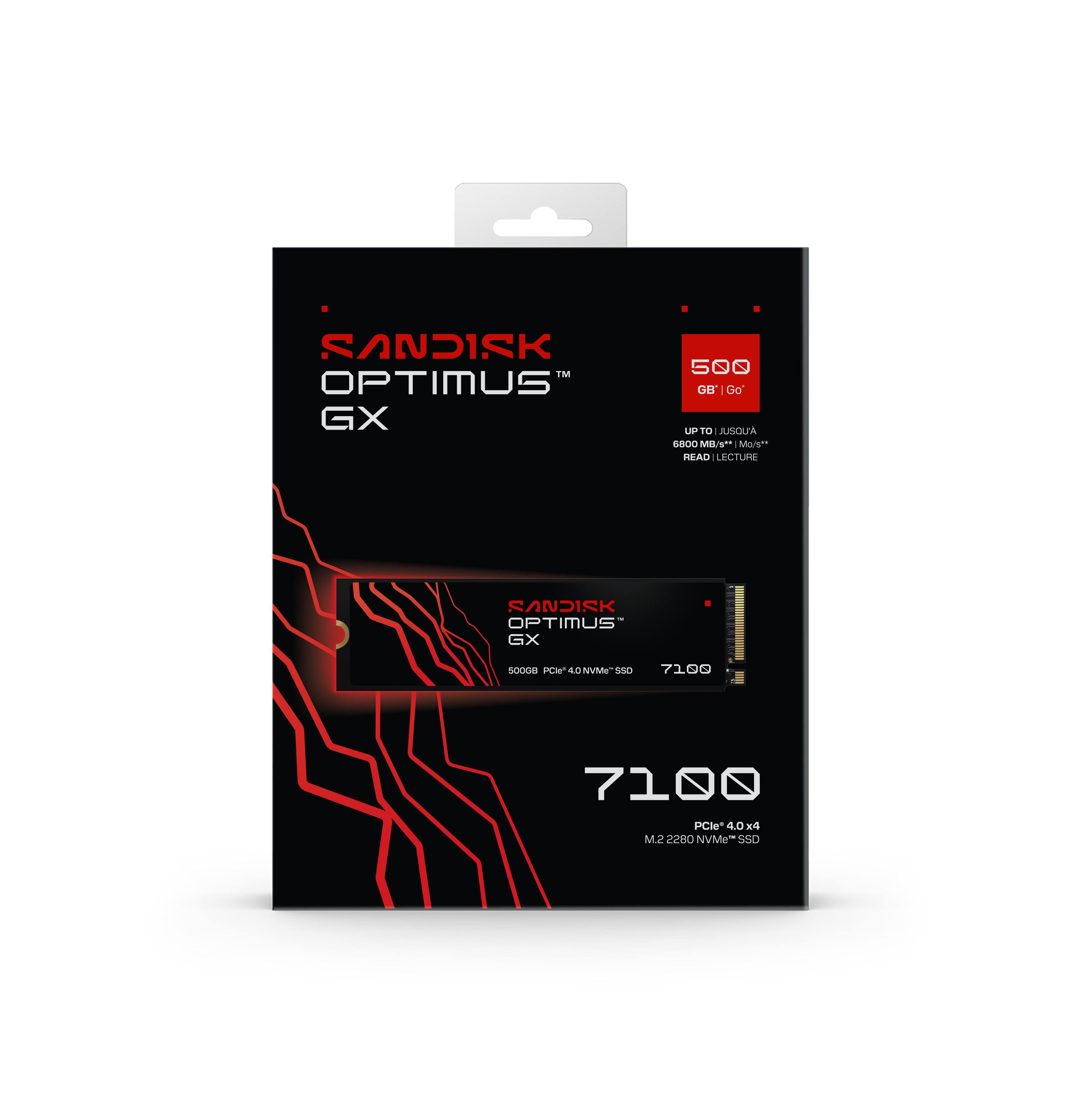 SANDISK OPTIMUS GX  
500GB  
UP TO 6600 MB/S READ / LECTURE  
PCIe 4.0 x4  
M.2 2280 NVMe SSD  
7100