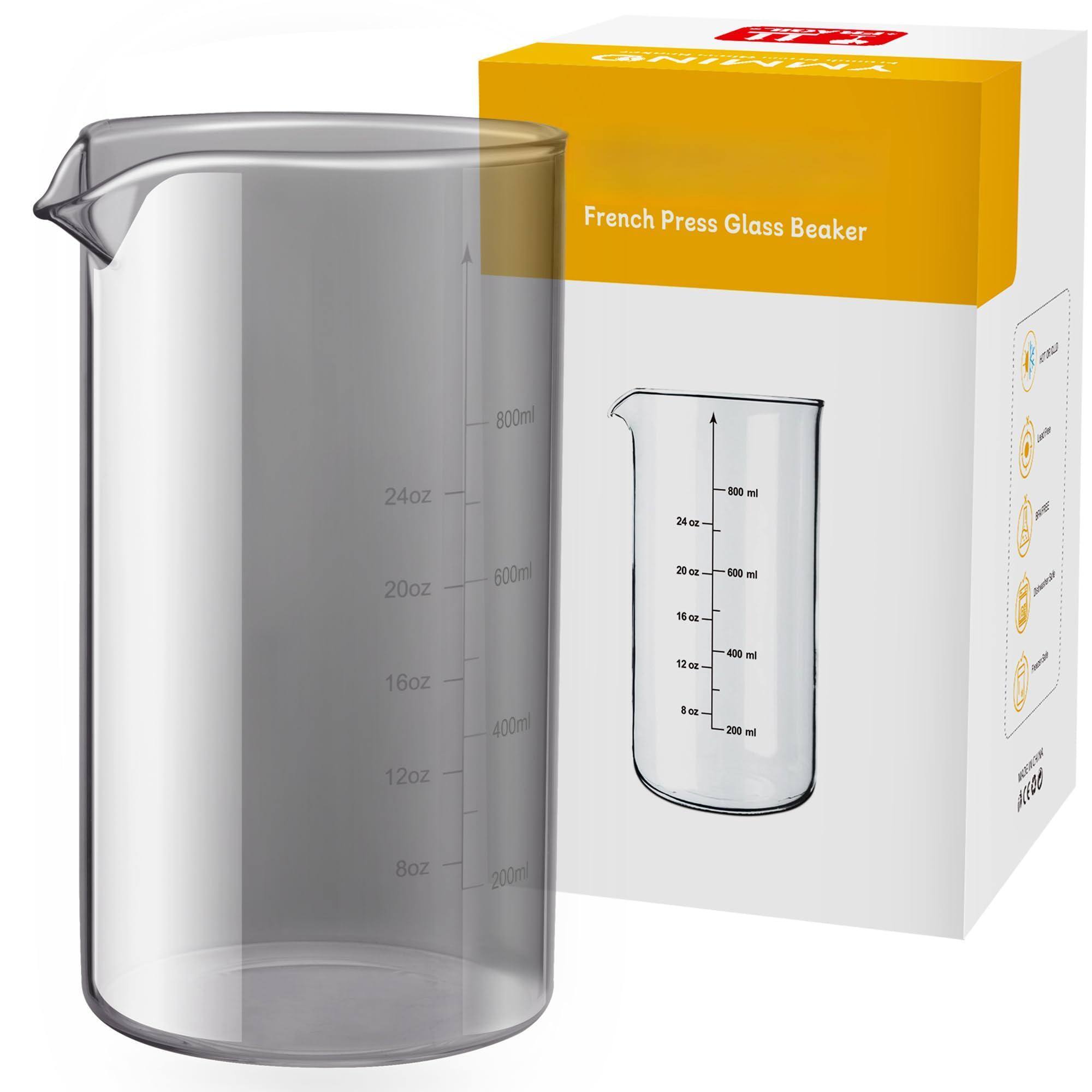 Dapper Styles - Standard Universal Design Press Replacement Glass Beaker Fits Brands Coffee Makers (1quart / 5-6 Cup) Boros - 34oz/Grey