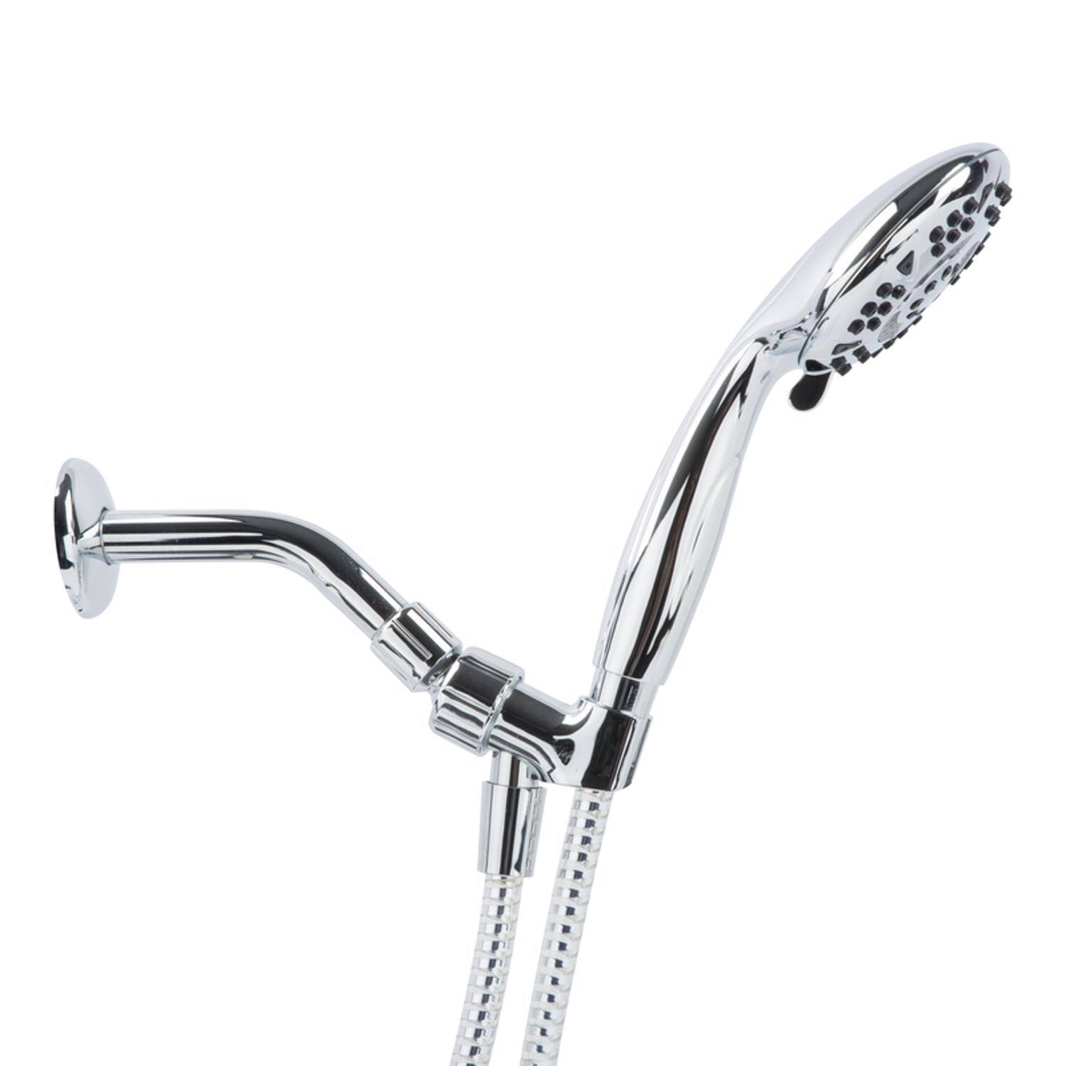 Left. OAKBROOK - OakBrook Chrome PVC 5 settings Handheld Showerhead 1.8 gpm - Silver.