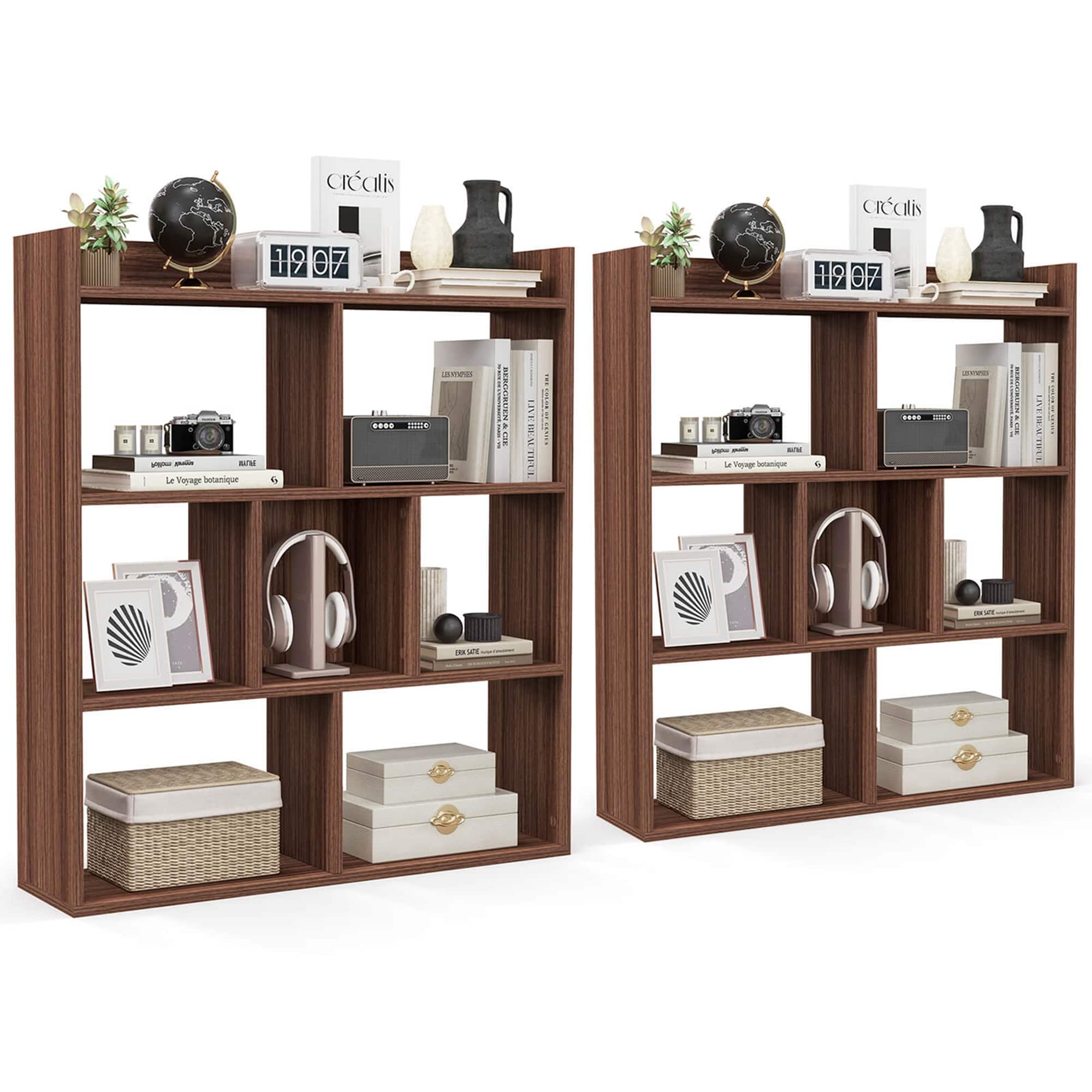 Costway 2 PCS 7 cube Bookcase Open Storage Shelf with Anti