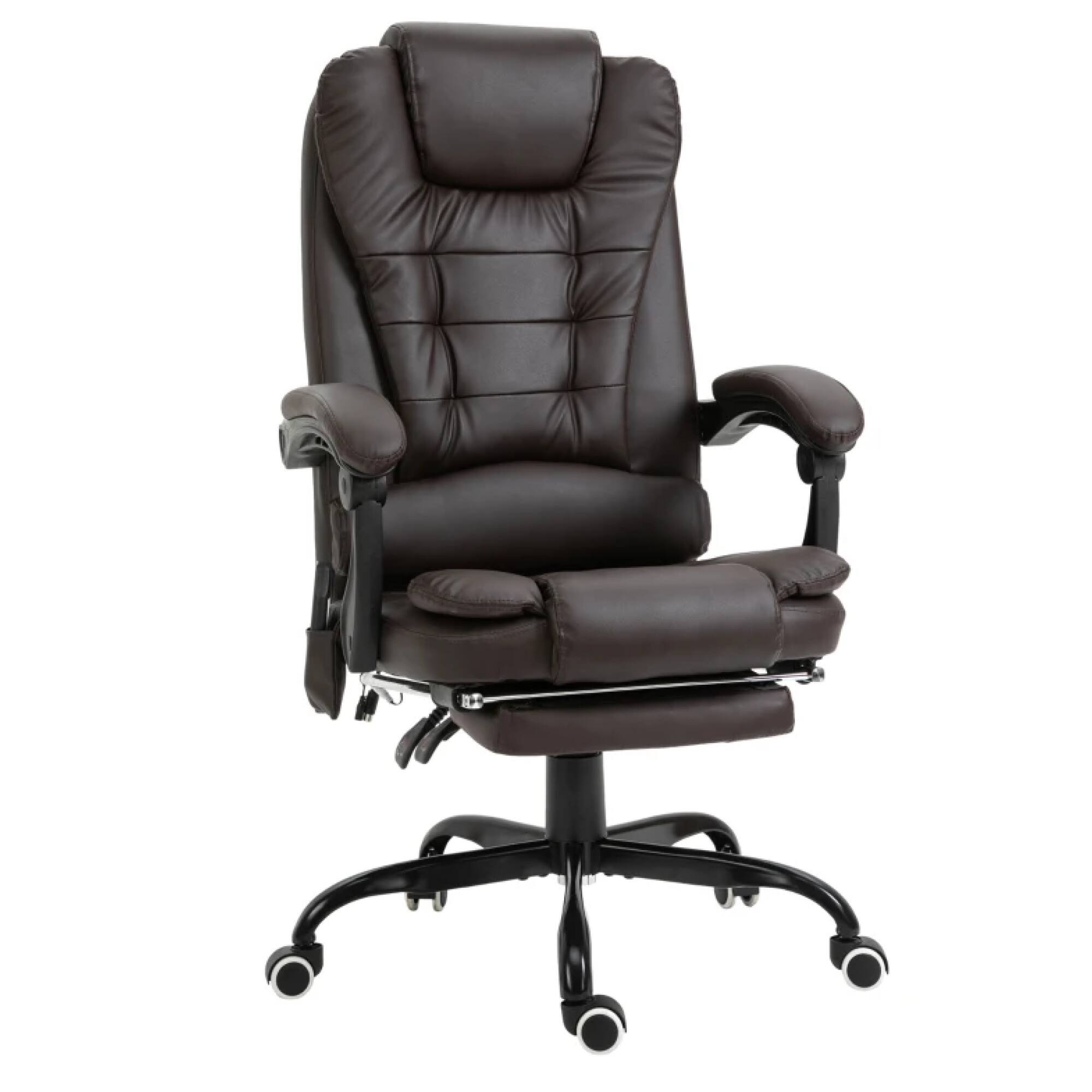Angle. GOODSILO - Ergonomic High-Back Massage Office Chair with Adjustable Lumbar Support and Retractable Footrest for Ultimate Comfort - Brown.