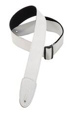 Front. Levy's Leathers - 2" Garment Leather Guitar Strap with Easy Slide Backing, Adjustable up to 56", Classics Series - White.