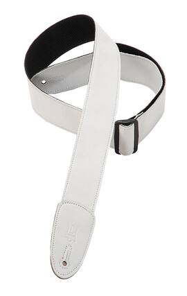Front. Levy's Leathers - Garment Leather Guitar Strap, Classics Series - 2 inch. Wide - White.