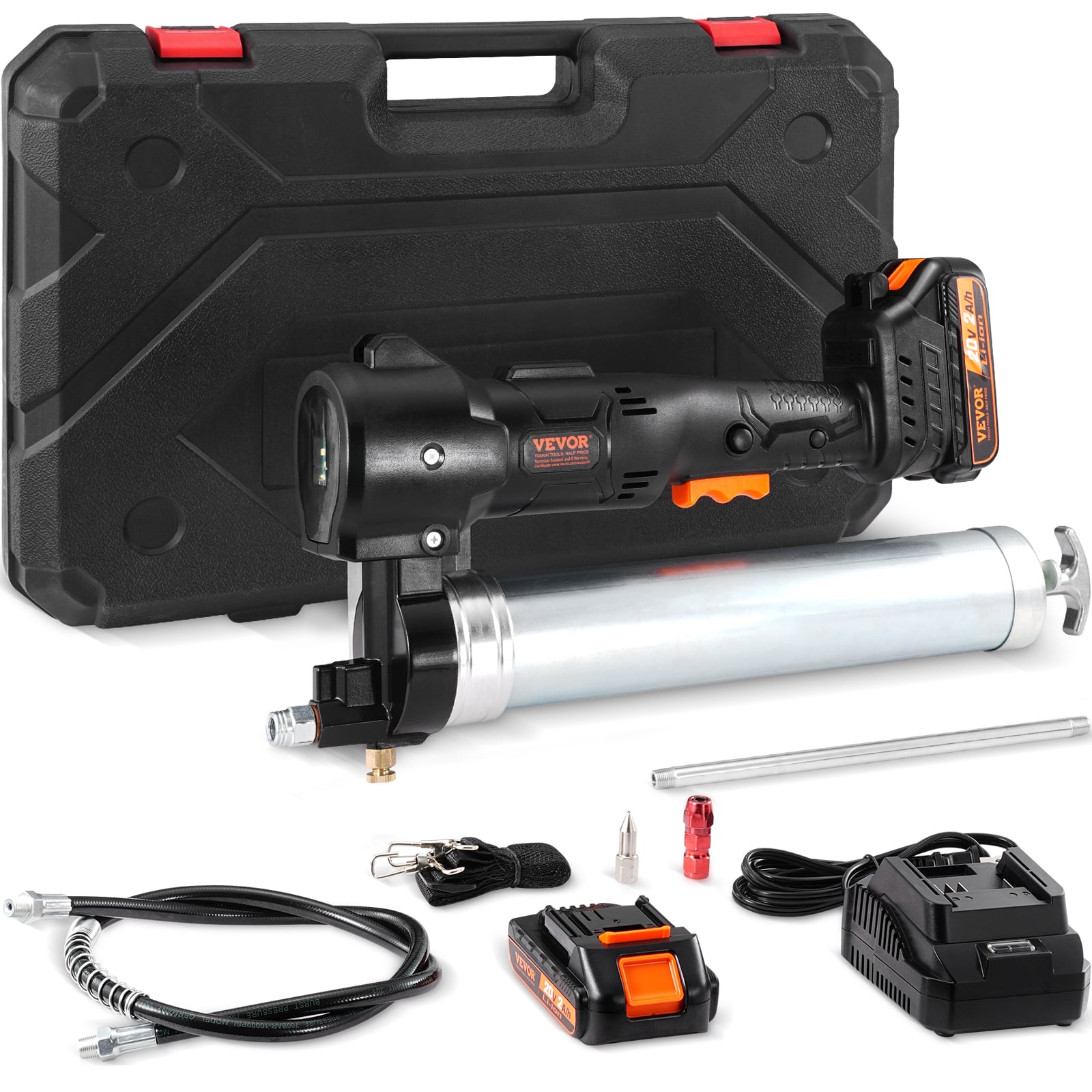 "VEVOR - Cordless Grease Gun, 20-Volt, 10,000PSI, 39"" Long Hose, Electric Grease Gun Kit High Pressure Battery Powered Grease Gun - Black" price history on PriceWatchPro