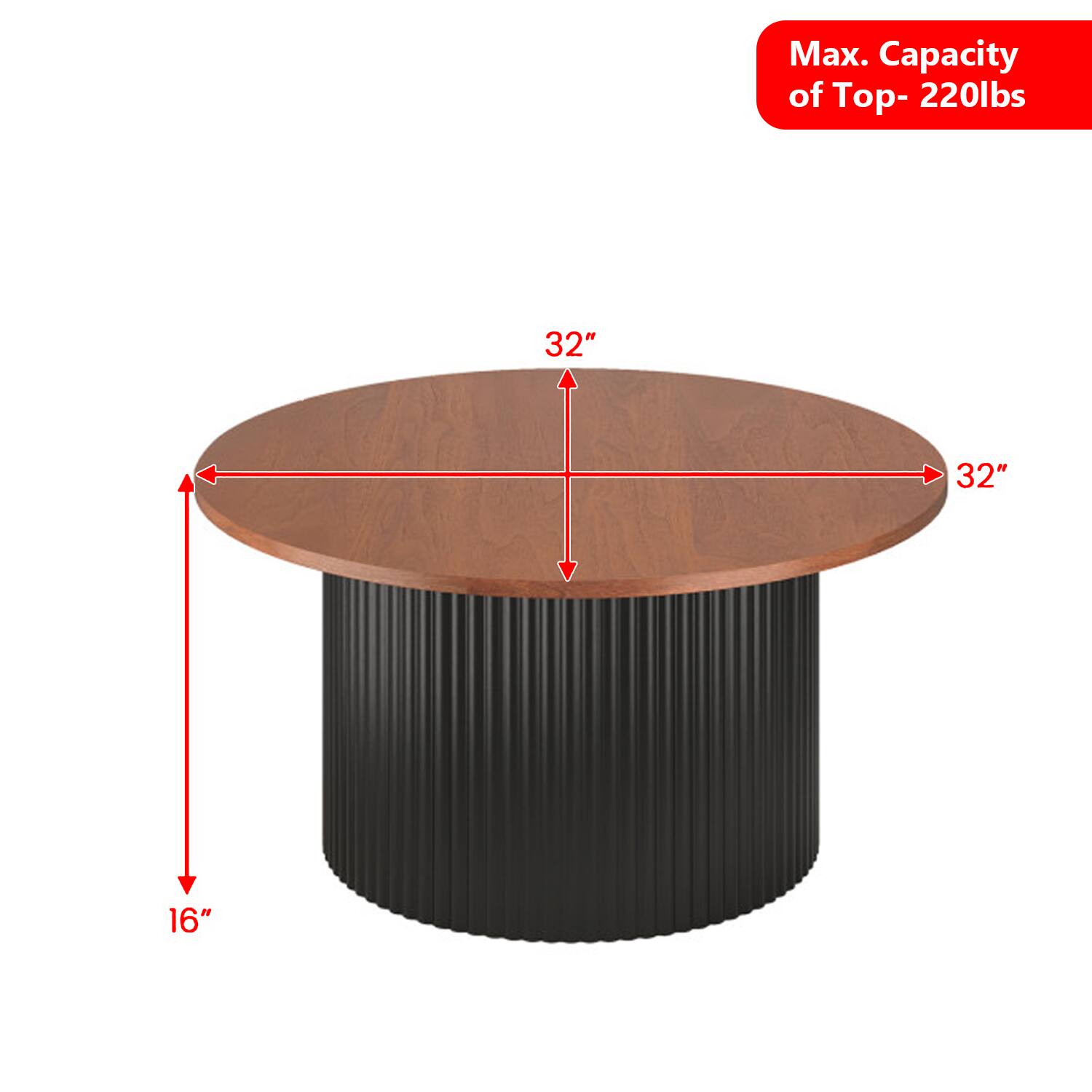 Max. Capacity of Top - 220lbs  
32"  
32"  
16"