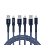 Nautica - 3 Pack 10 ft Lightning to USB A Cable MFi Certified Braided Extra Long Fast Charging iPhone, iPad Charger Cord - Navy - 3Pack