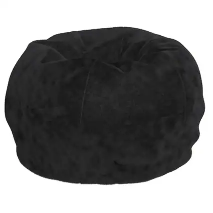 Front. Emma + Oliver - Small Bean Bag Chair for Kids and Teens - Black Furry.