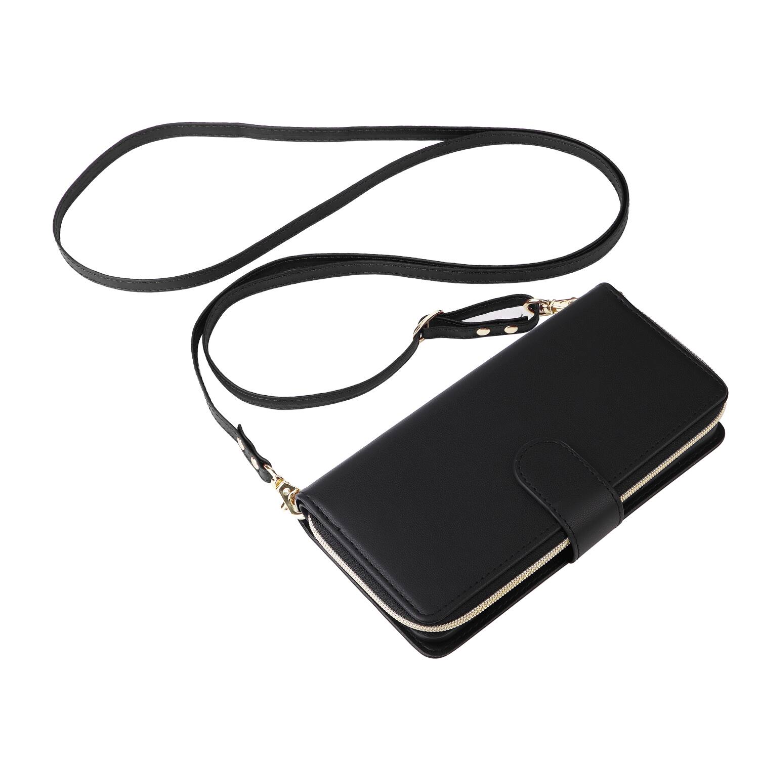 Alt View 3. Dteck - Crossbody Wallet Case for Samsung Galaxy S26+, Shockproof Zipper Pocket PU Leather Folio Cover with 9 Card Slots - Black.