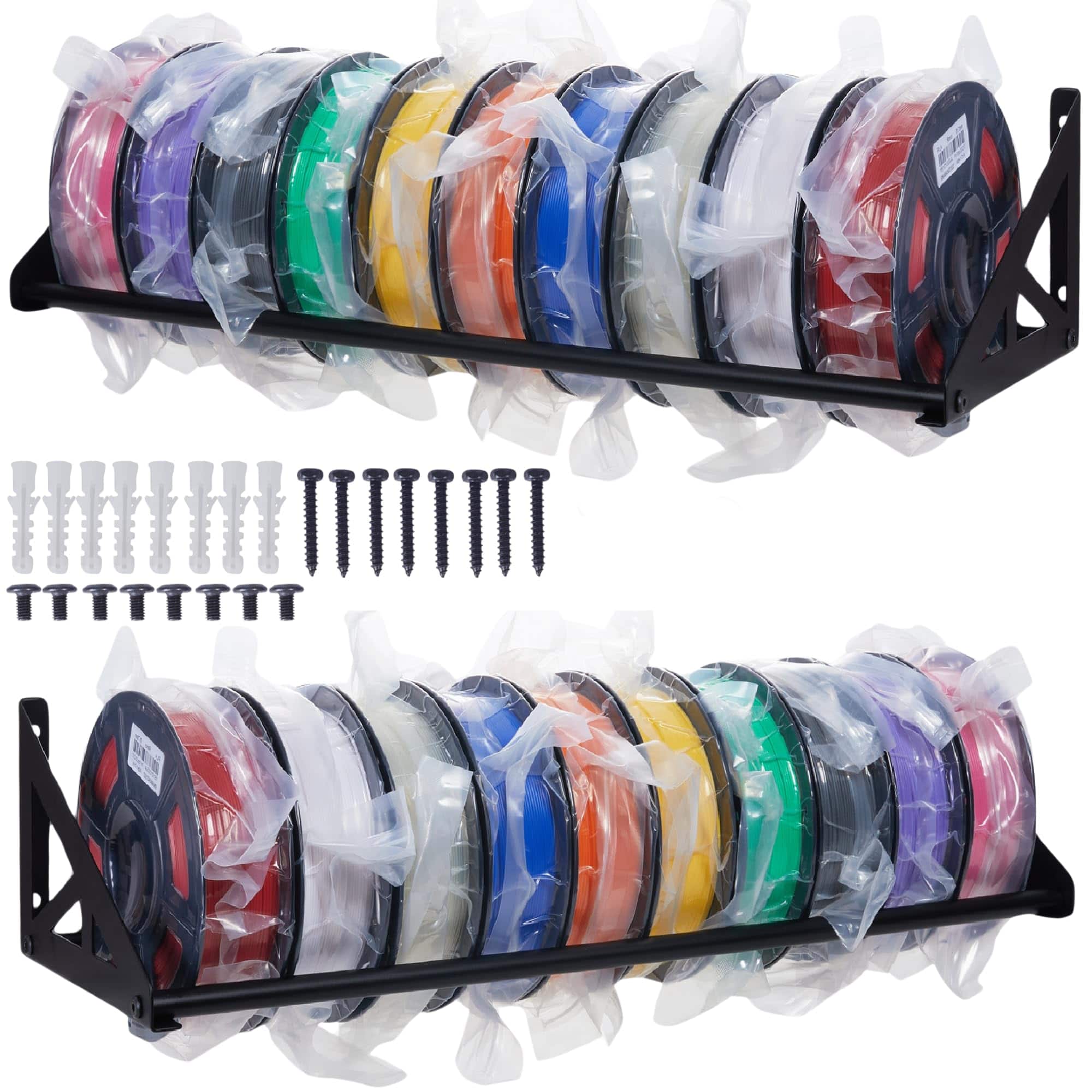 Dazzling Pops - 2 Pack 3D Printer Filament Storage Rack, Filament Rack Wall Mount, 3D Filament Storage Shelf, Filament Spoo - Default