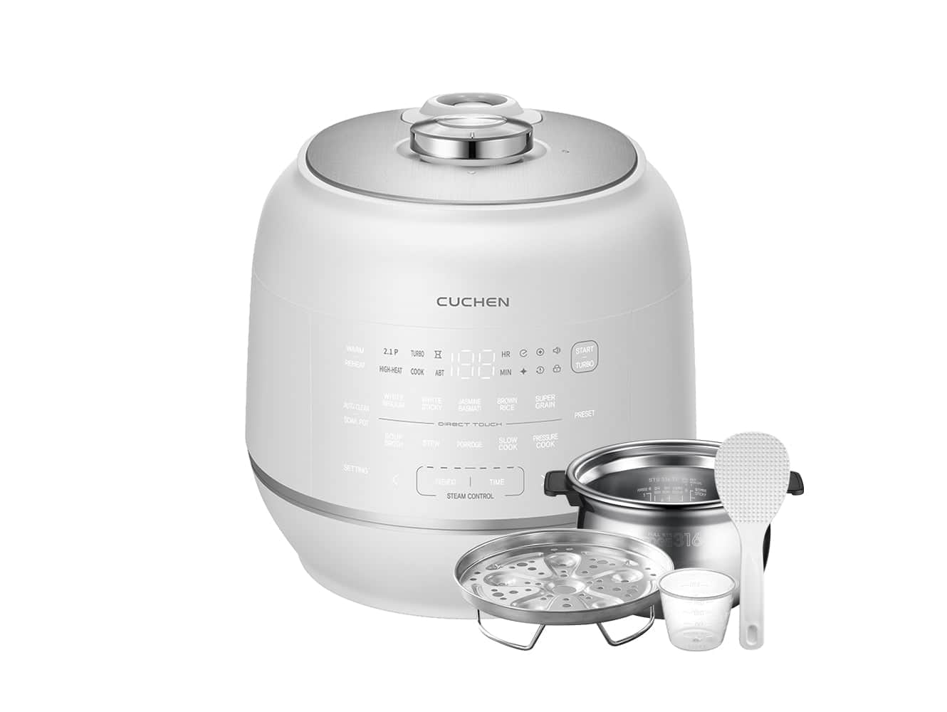 cuchen - 10-person serving | Expertly Crafted Rice, Canning and Multi Menu Cooker - White