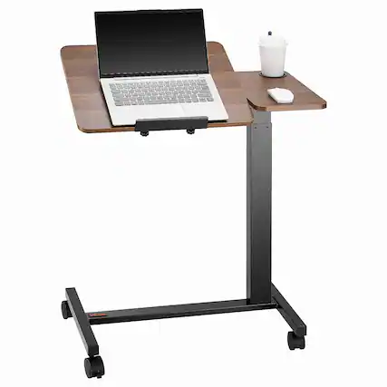 Front. VEVOR - Overbed Table, Mobile Bed Side Table with Flip Desktop and 4 Wheels, Height & Angle Adjustable Rolling Laptop Desk.
