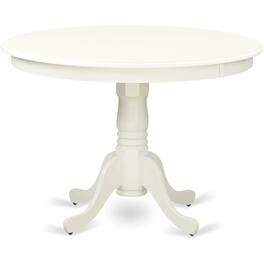 East West Furniture - HLDA3-LWH-26 3 Piece Dining Room Furniture Set Includes a Round Kitchen Table with Pedestal and 2 - White