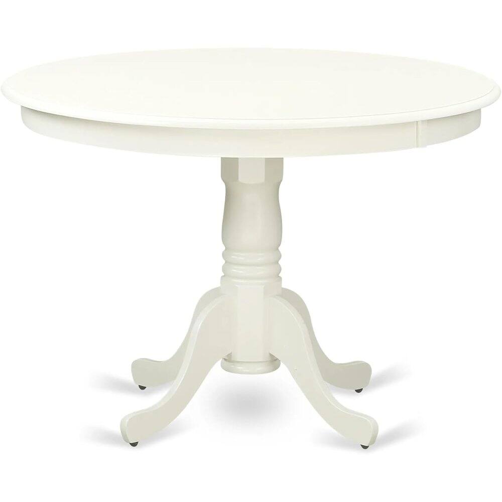 East West Furniture - HLDA3-LWH-26 3 Piece Dining Room Furniture Set Includes a Round Kitchen Table with Pedestal and 2 - White