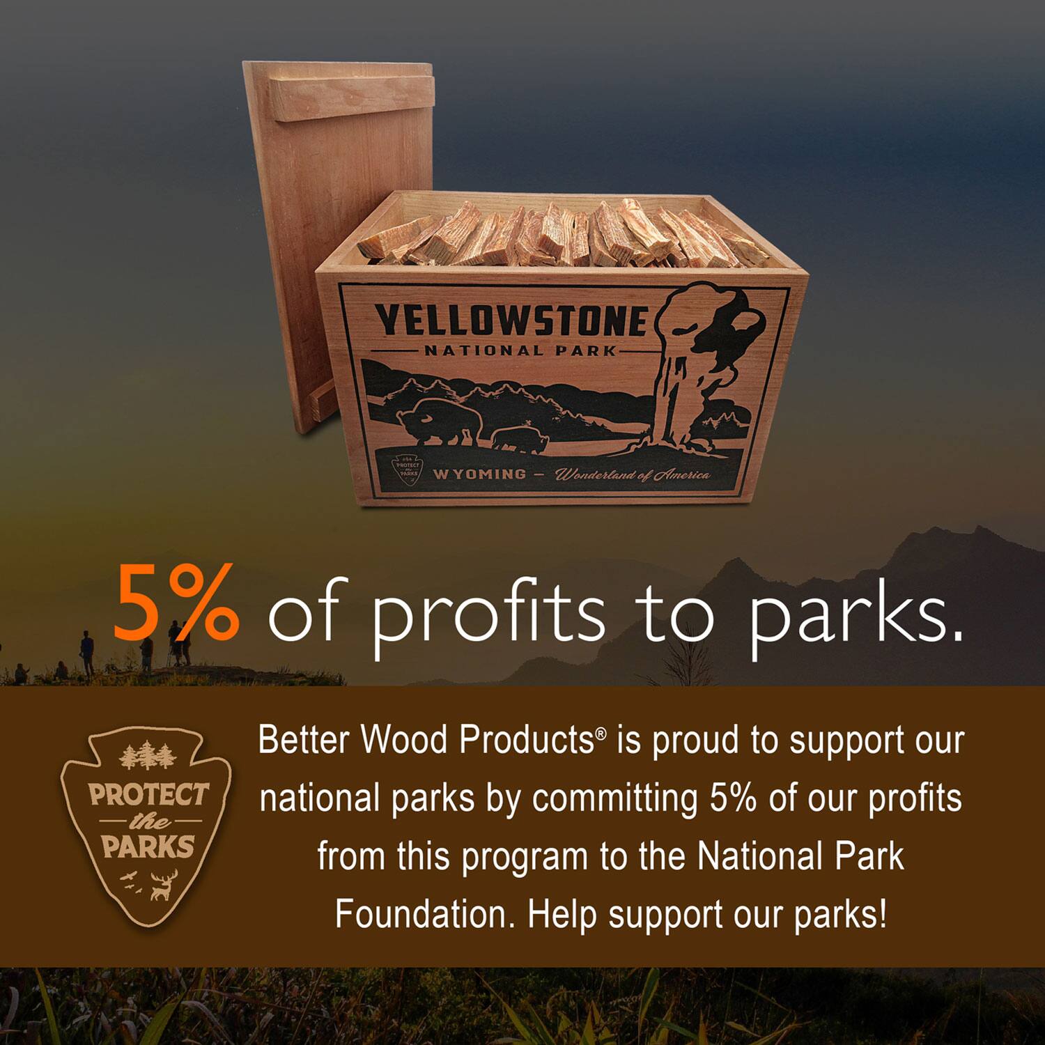 Alt View 2. Better Wood Products - Better Wood Products Protect the Parks Fatwood Firestarter Crate, Yellowstone - Brown.