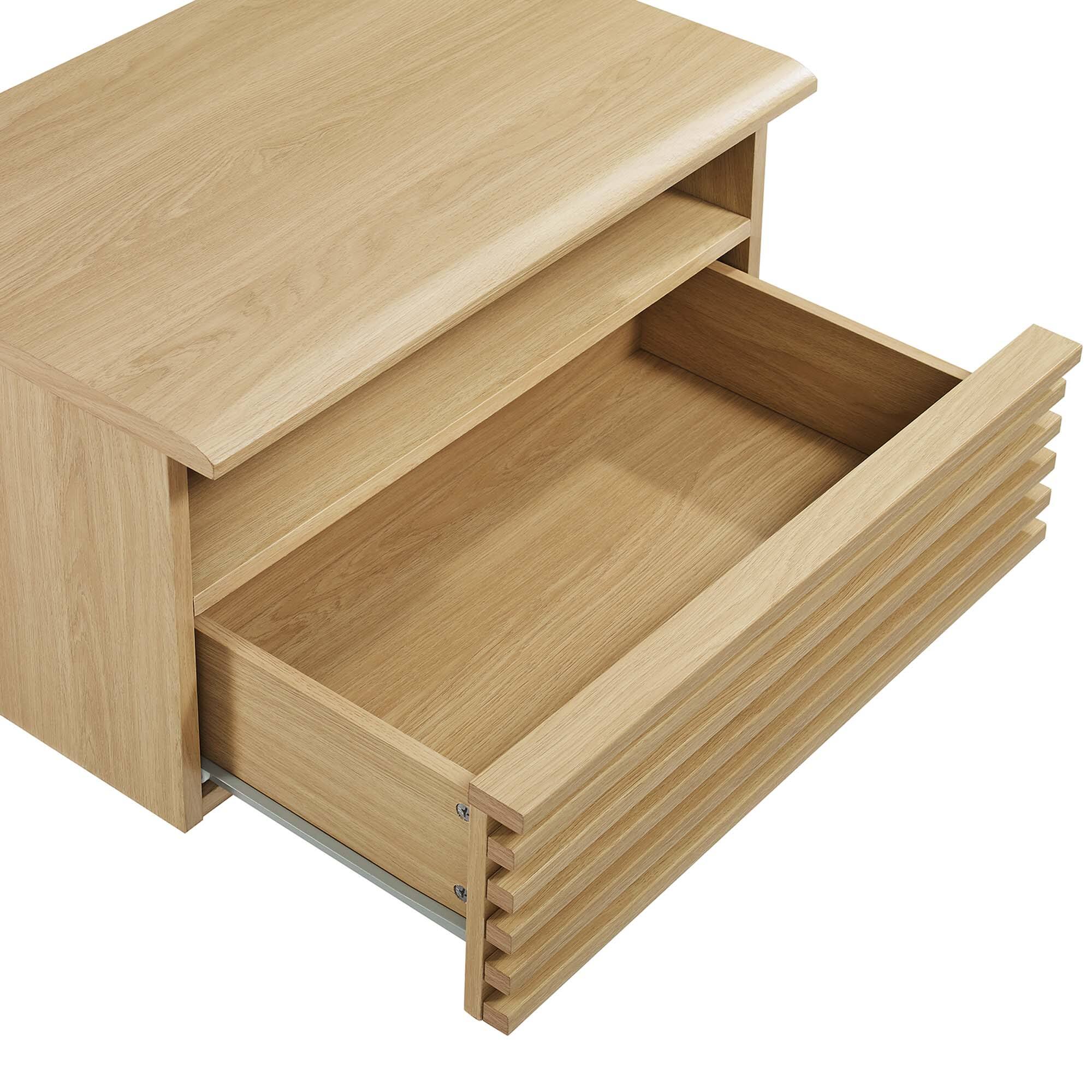 Alt View 4. Modway - Render Wall-Mount Nightstand by Modway - Oak.