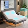 Renanim - SFE Full Adjustable Electric Bed Frame with 14" Memory Foam Mattress, Massage, USB, Remote & UnderBed Light - Gray