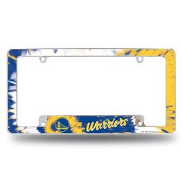Rico Industries - Golden State Warriors Chrome Metal License Plate Frame with Bold Tie Dye Design - Multi